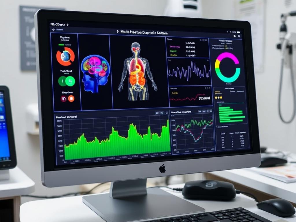 Bildschirmansicht der NLS Oberon Software mit Organdarstellung und Farbkodierung Bildschirmansicht der NLS Oberon Software mit Organdarstellung und Farbkodierung