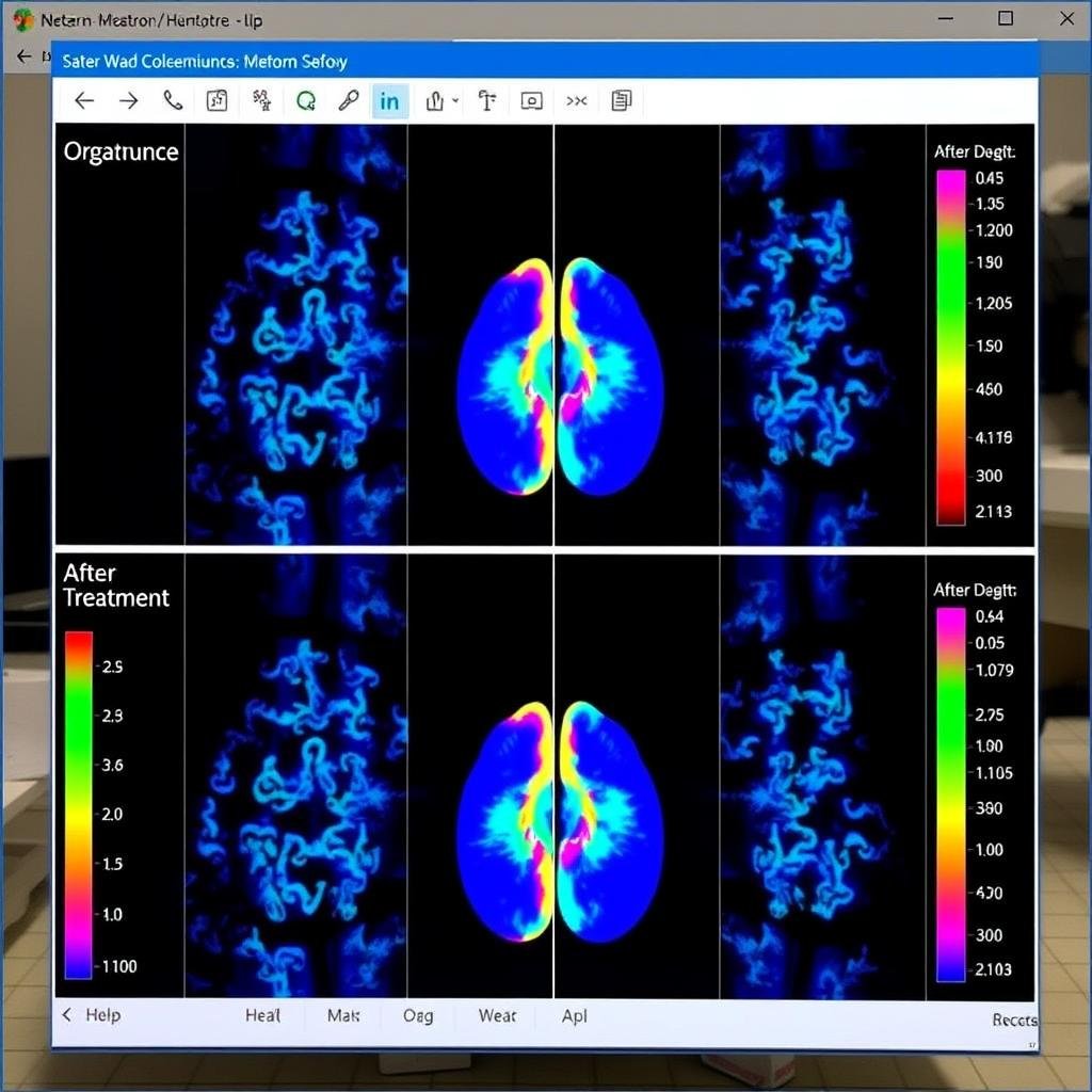Comparative analysis screen showing before and after treatment results Comparative analysis screen showing before and after treatment results