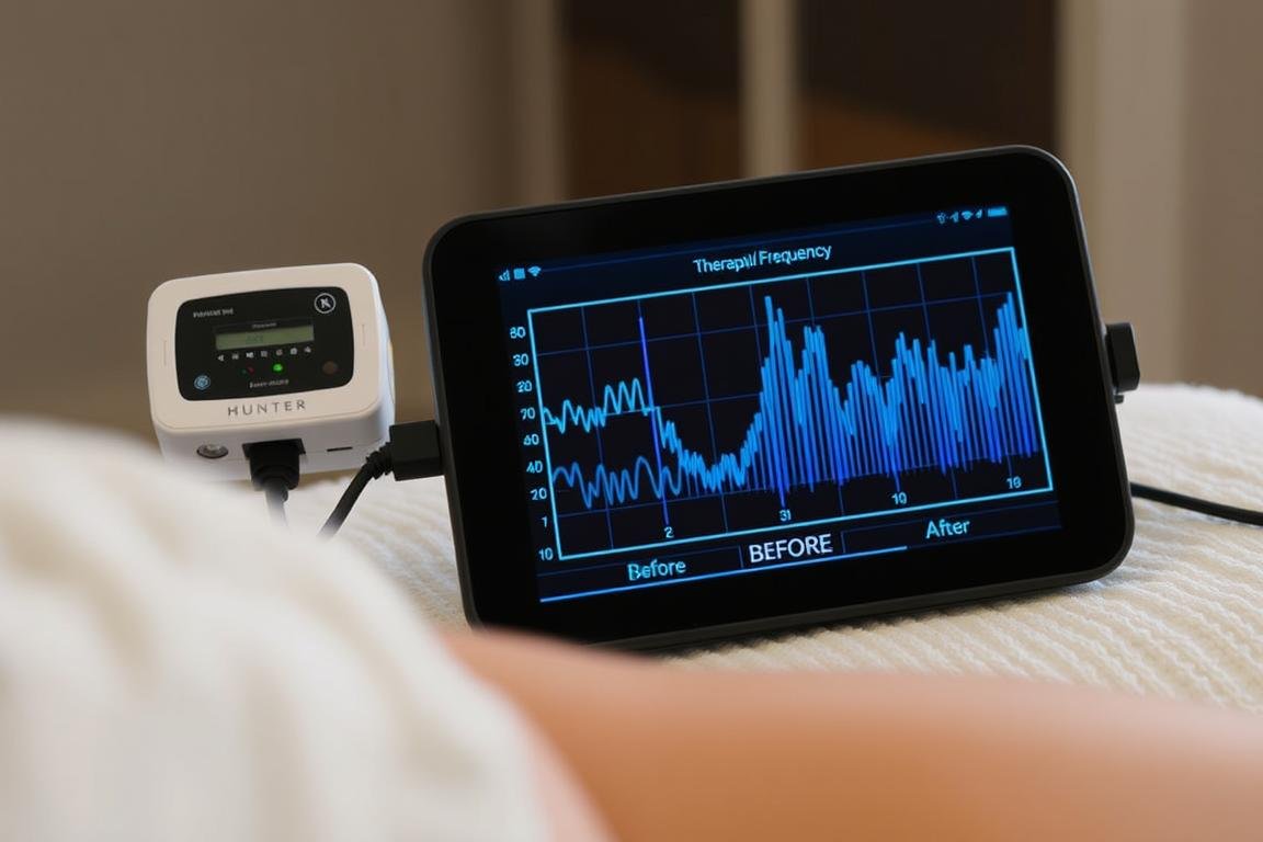 Hunter Metatron therapy session showing frequency application