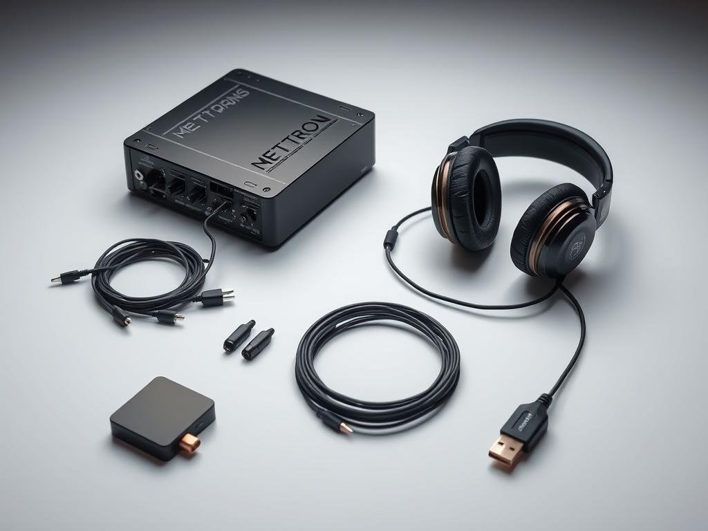 Metatron Hunter 4025 hardware components including the main device and bio-inductor headphones