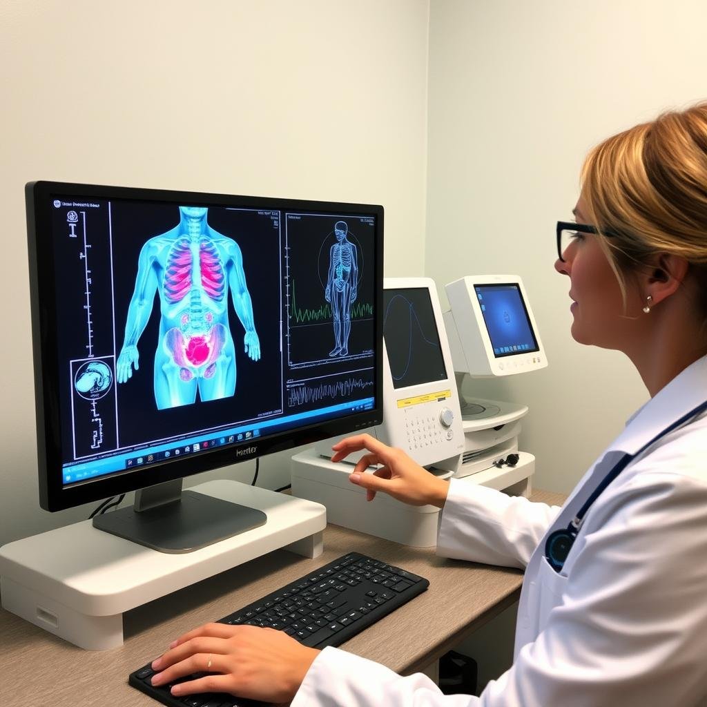 Practitioner reviewing Hunter Metatron results
