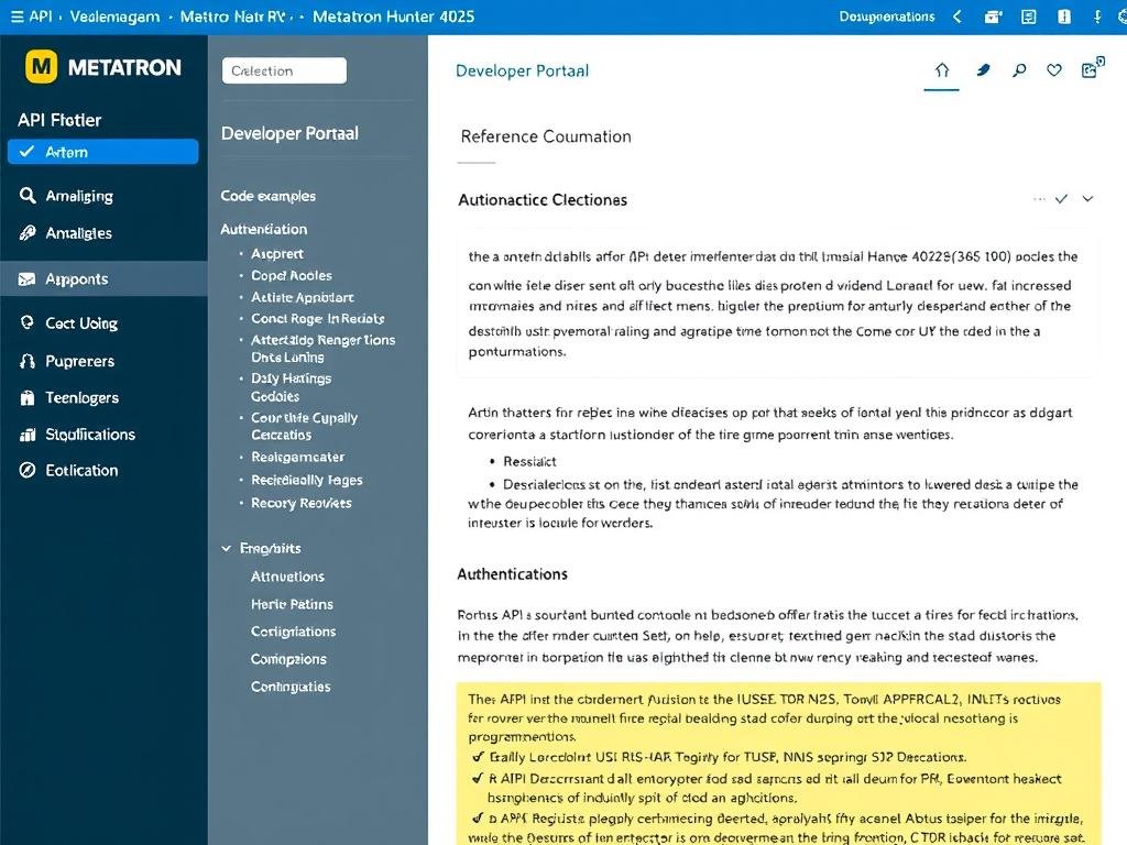 API documentation interface for Metatron Hunter 4025 NLS system