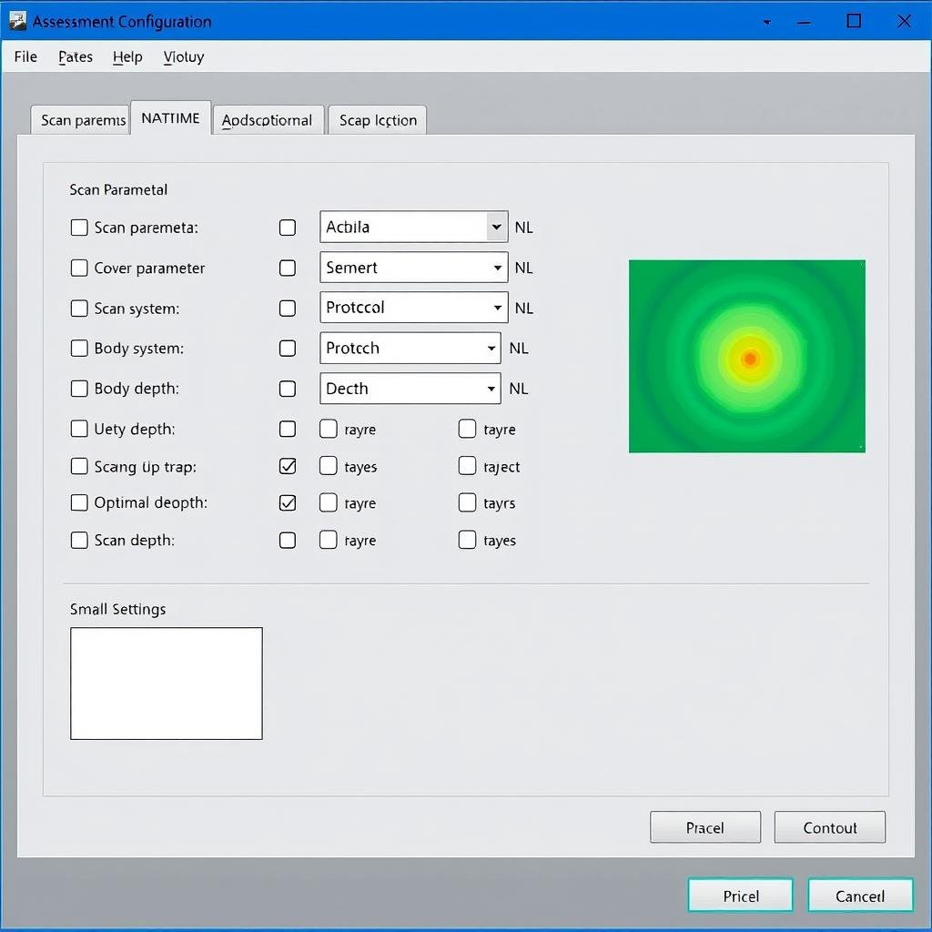 Assessment configuration screen in Metatron Hunter 4025 NLS software