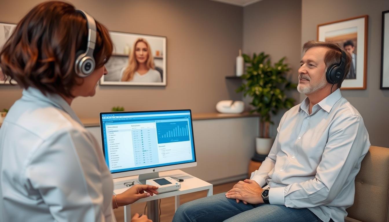 Client receiving Metatron Hunter 4025 NLS scan in wellness center