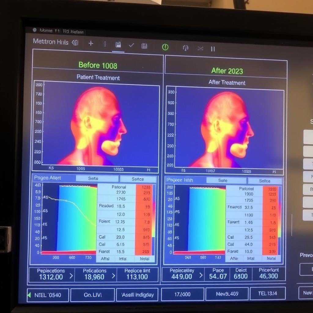 Comparative analysis screen showing before and after treatment results