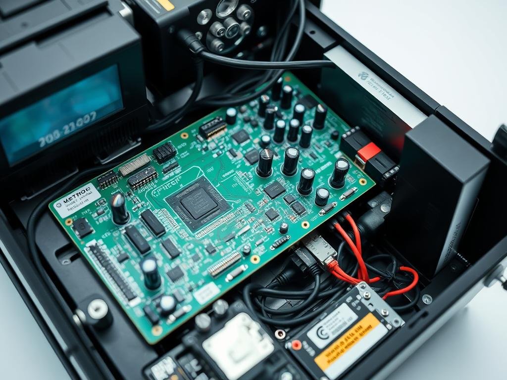 Componentes internos del Metatron 4025 NLS para diagnóstico de problemas sin sonido