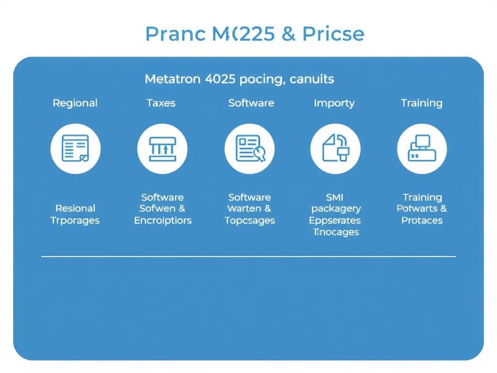 Diagram showing Metatron 4025 price factors including regional taxes and import fees
