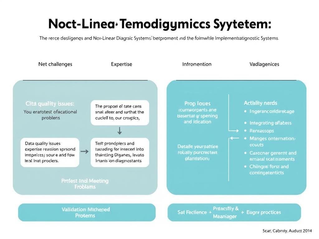 Diagram showing common challenges in implementing Non Linear Diagnostic Systems and best practices