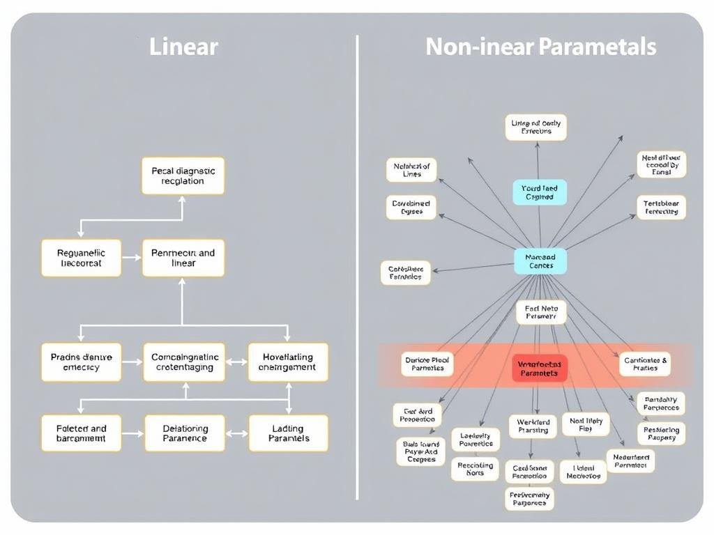Diagram showing the difference between linear and non-linear diagnostic approaches
