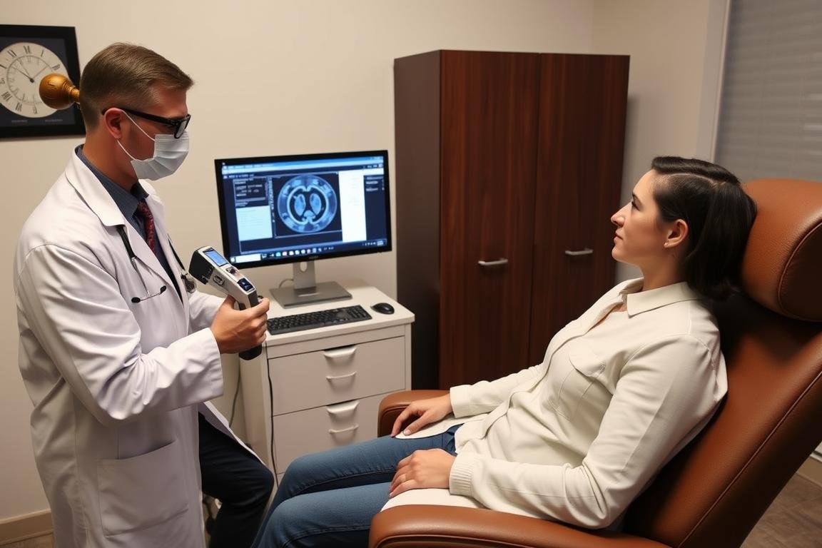 Healthcare professional using Metatron Hunter 4025 NLS with a patient