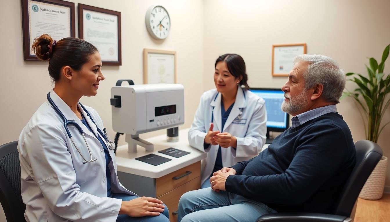 Healthcare professional using Metatron Hunter 4025 NLS with a patient