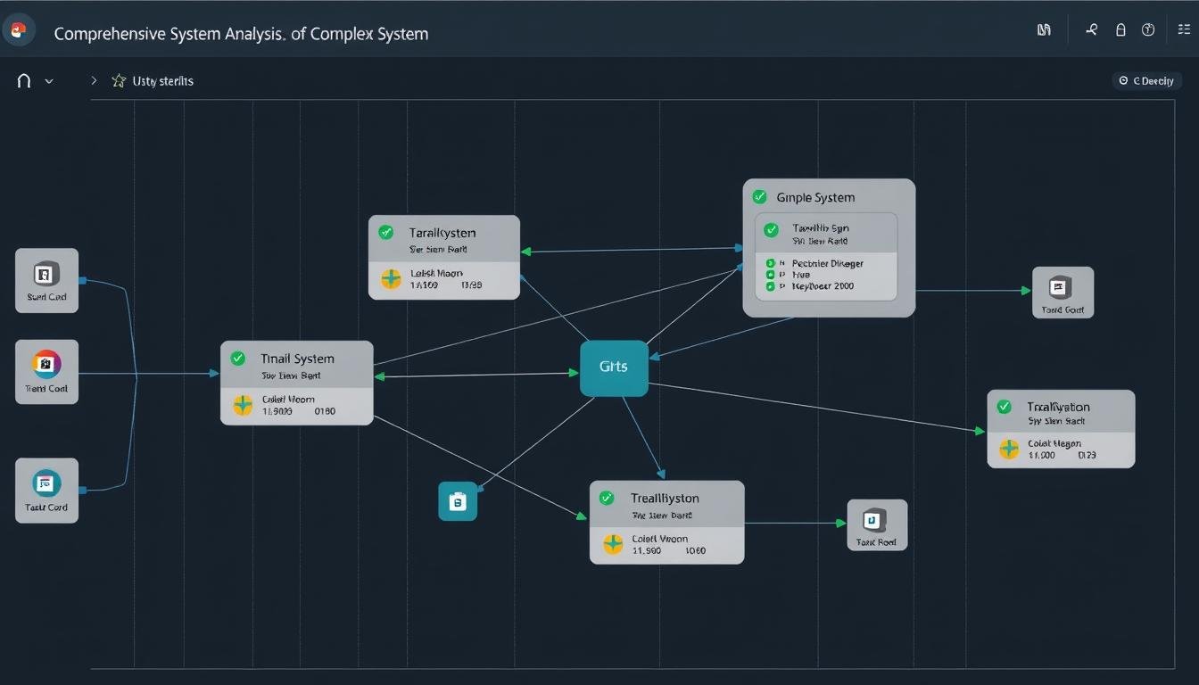 Holistic system analysis visualization from a Non Linear Diagnostic System showing interconnected components