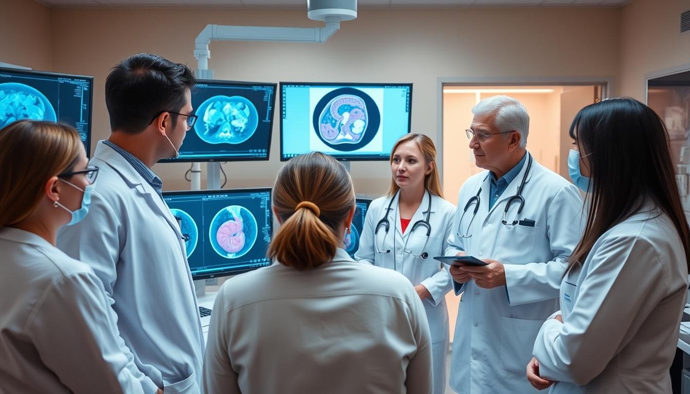 Medical professionals using Non Linear Diagnostic System in clinical setting
