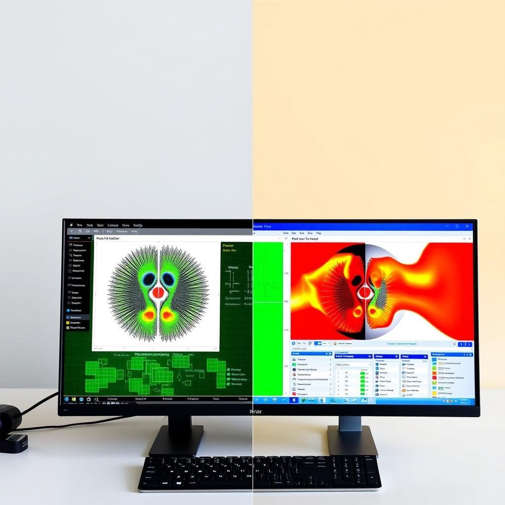 Metatron 4025 Hunter and 8D NLS software interfaces side by side