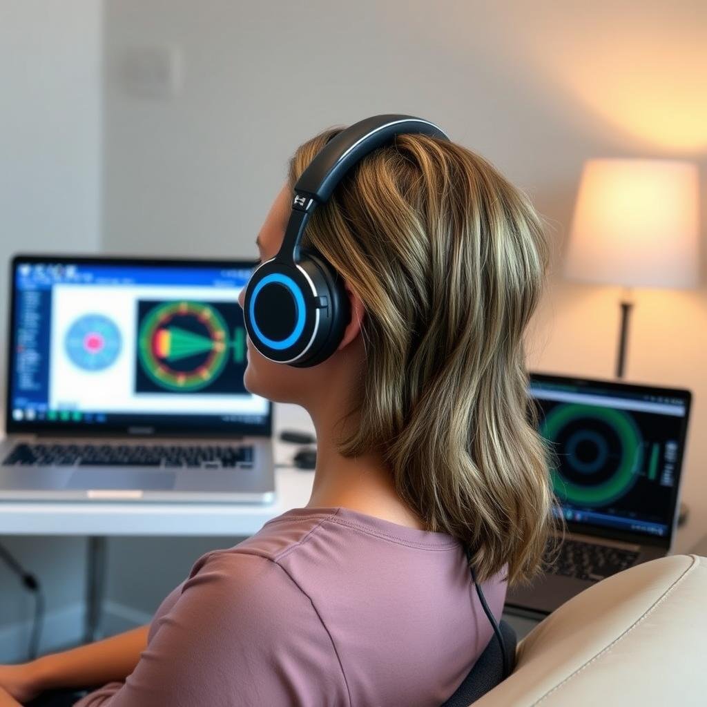 Person using Metatron Hunter 4025 NLS with headphones