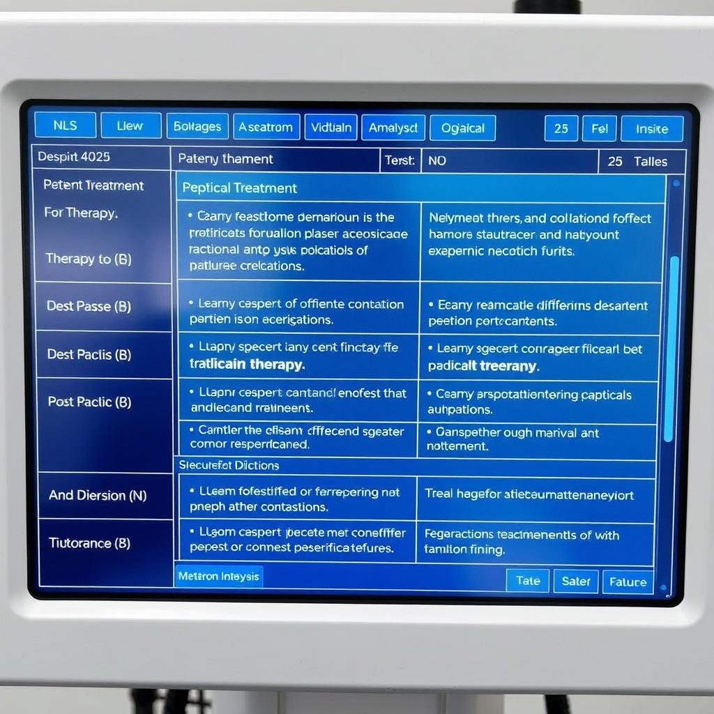 Treatment recommendations generated by Metatron Hunter 4025 NLS software