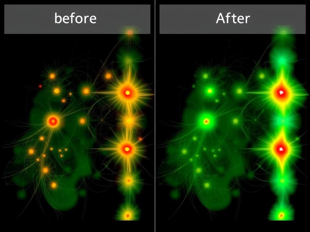 Before and after comparison of energy field analysis