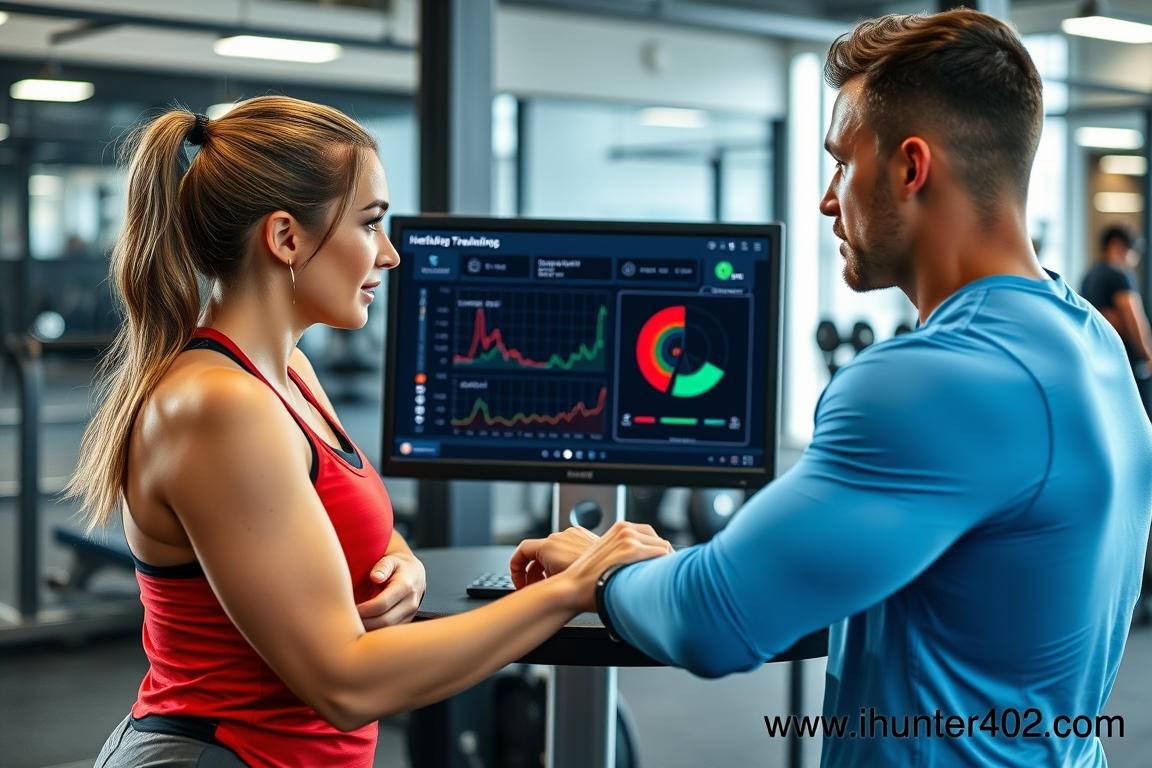 Coach reviewing Metatron Hunter 4025 NLS data with athlete