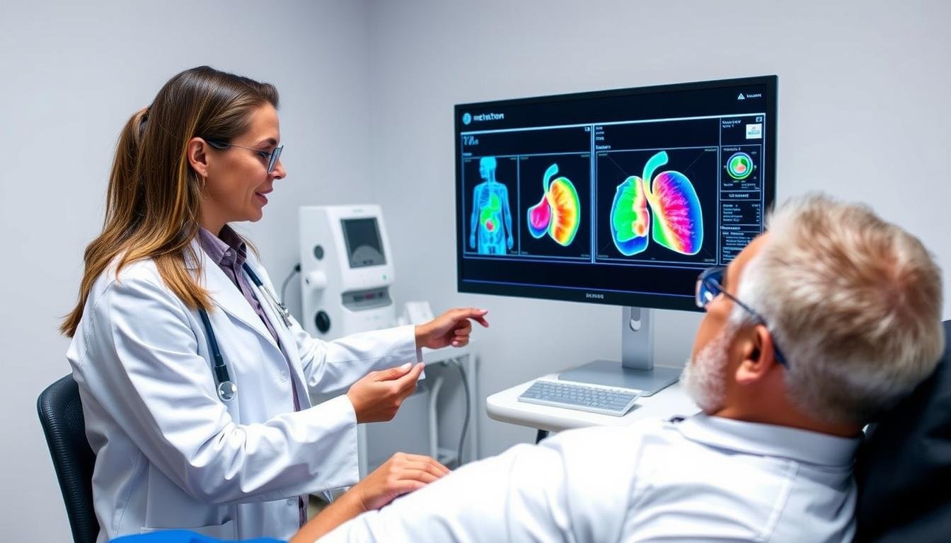 Healthcare professional using Metatron Hunter 4025 NLS with a patient