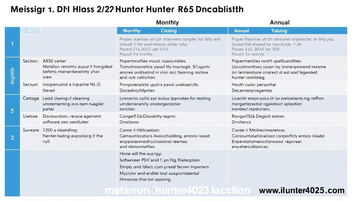 Maintenance checklist for Metatron Hunter 4025 NLS systems