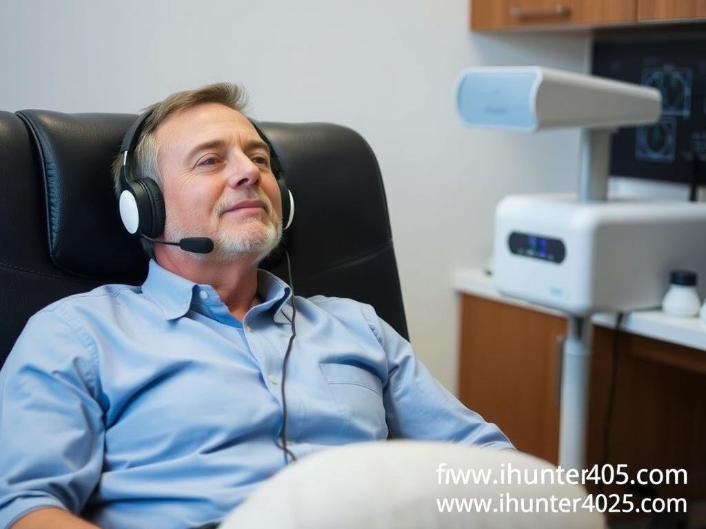 Patient comfortably undergoing Metatron Hunter 4025 NLS scanning