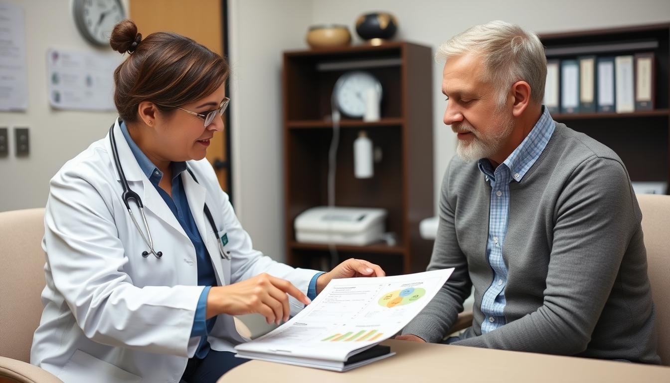 Practitioner explaining Metatron Hunter 4025 NLS allergy results to a patient