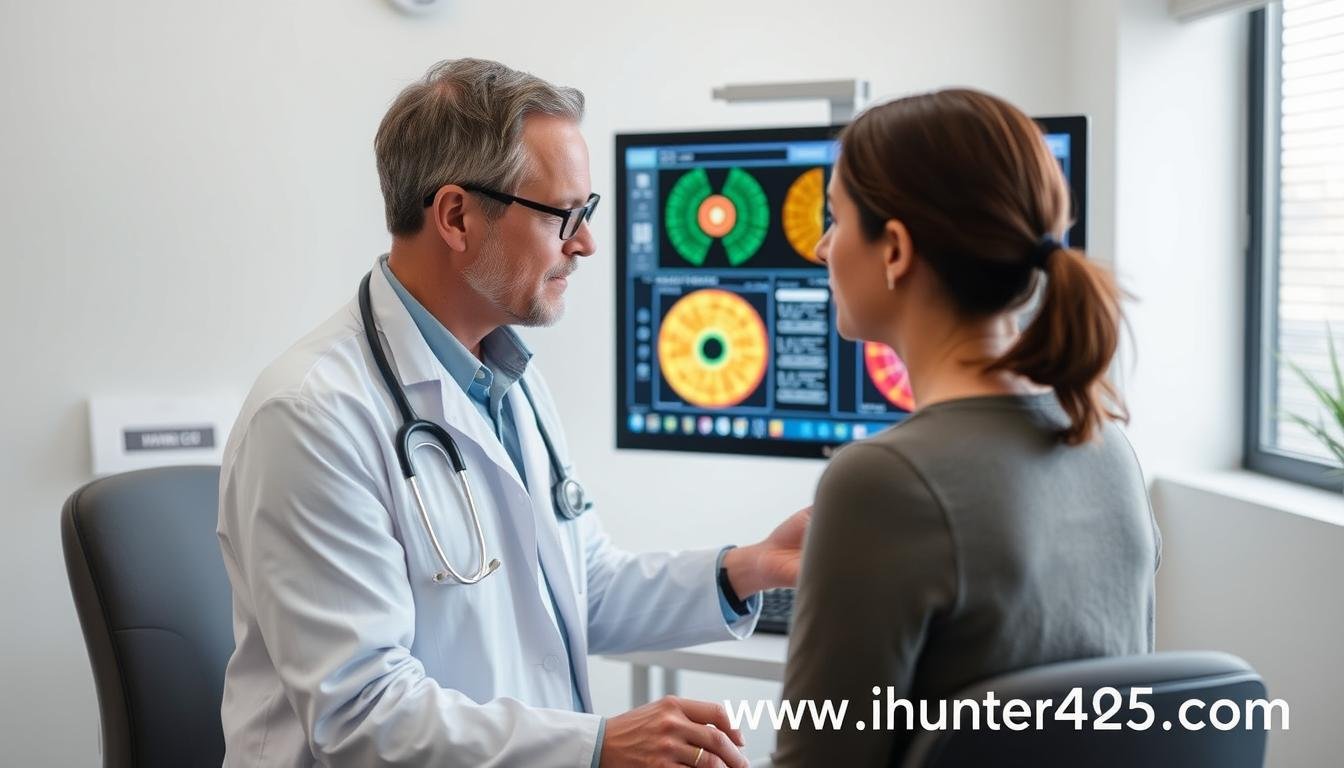 Practitioner using Metatron Hunter 4025 NLS with a client