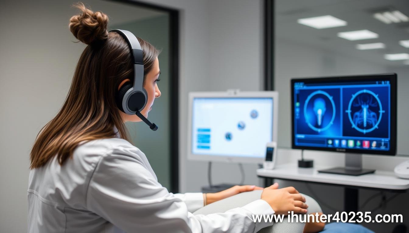 Practitioner using the Metatron Hunter 4025 NLS with a patient