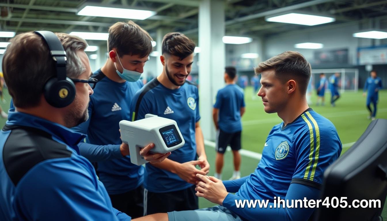 Soccer team medical staff using Metatron Hunter 4025 NLS