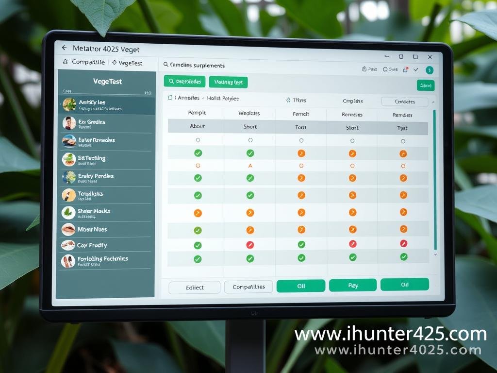 VegeTest feature showing compatibility testing of remedies