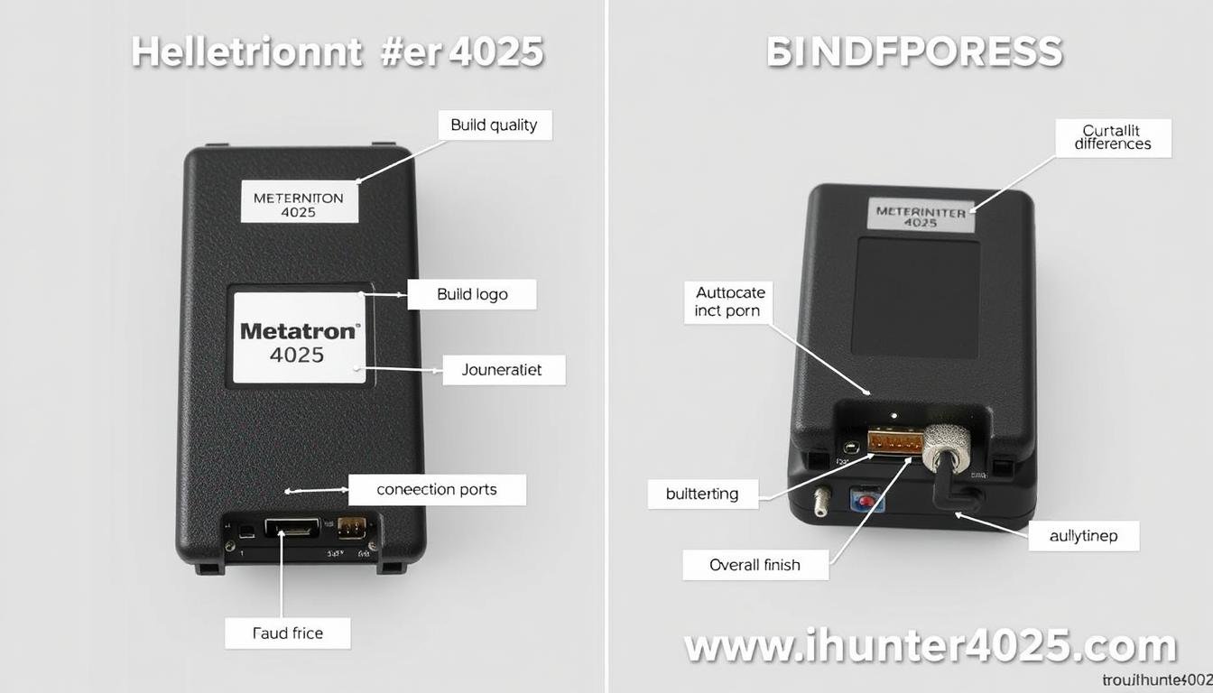 Visual comparison between authentic and counterfeit Metatron Hunter 4025 NLS devices