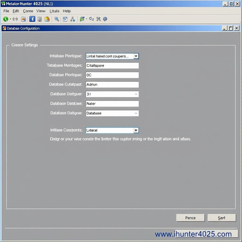 Database configuration in Metatron Hunter 4025 NLS software