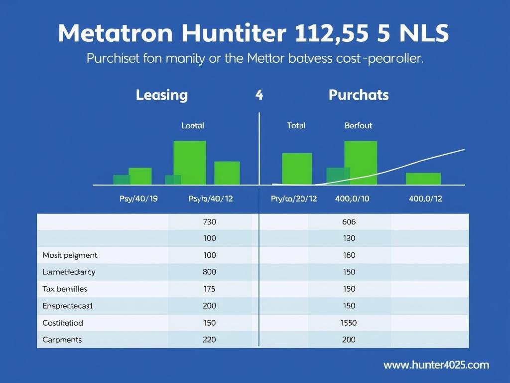Financial comparison chart showing cost analysis between leasing and purchasing the Metatron Hunter 4025 NLS