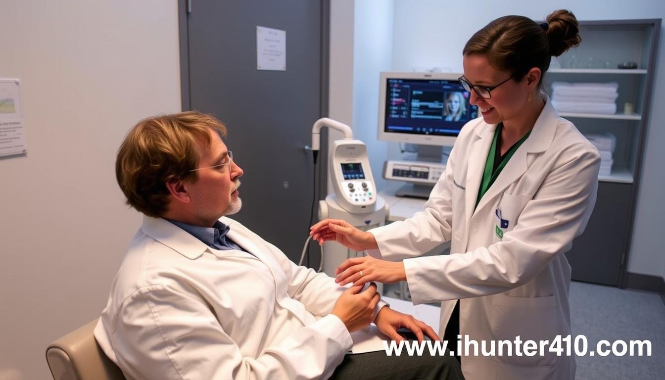 Healthcare professional using Metatron Hunter 4025 NLS with patient
