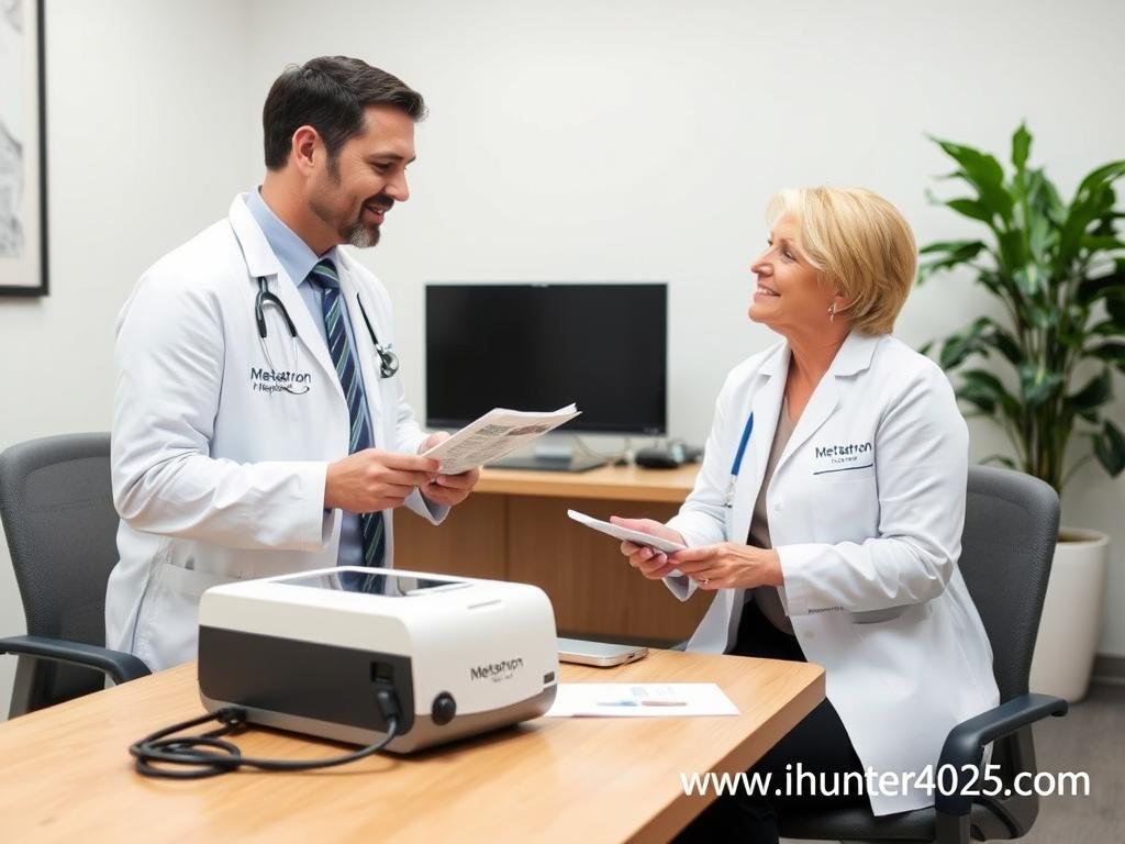 Medical professional consulting with local Metatron Hunter 4025 NLS distributor