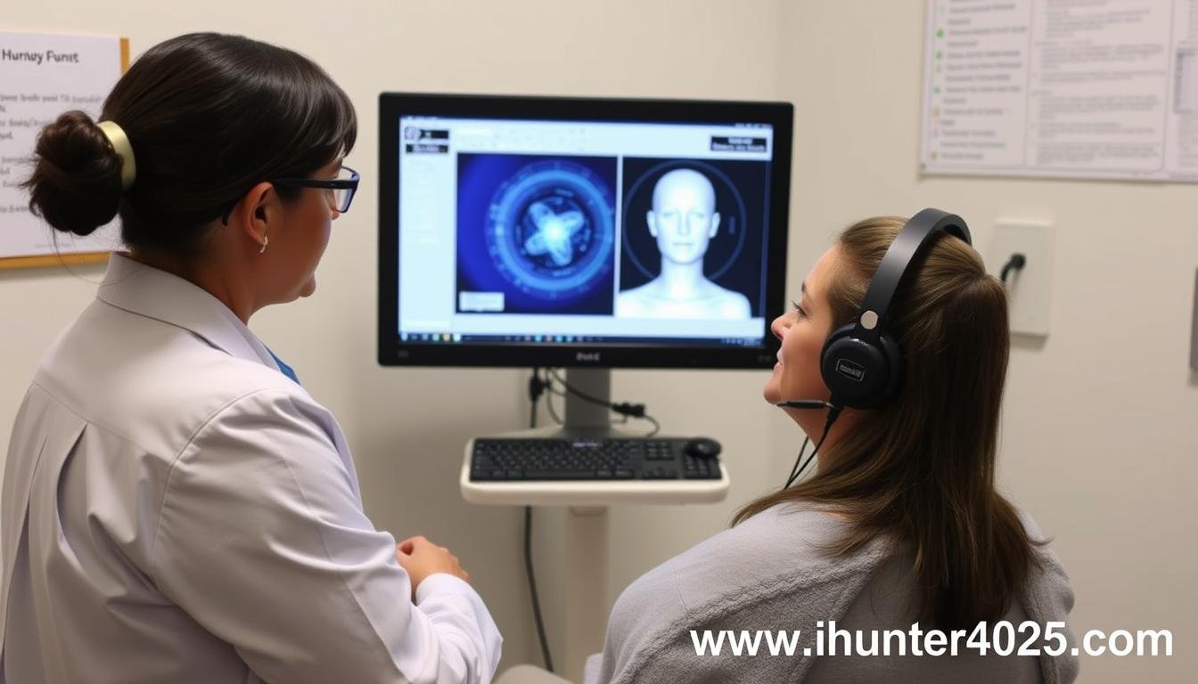 Metatron Hunter 4025 NLS therapy function being applied to a patient