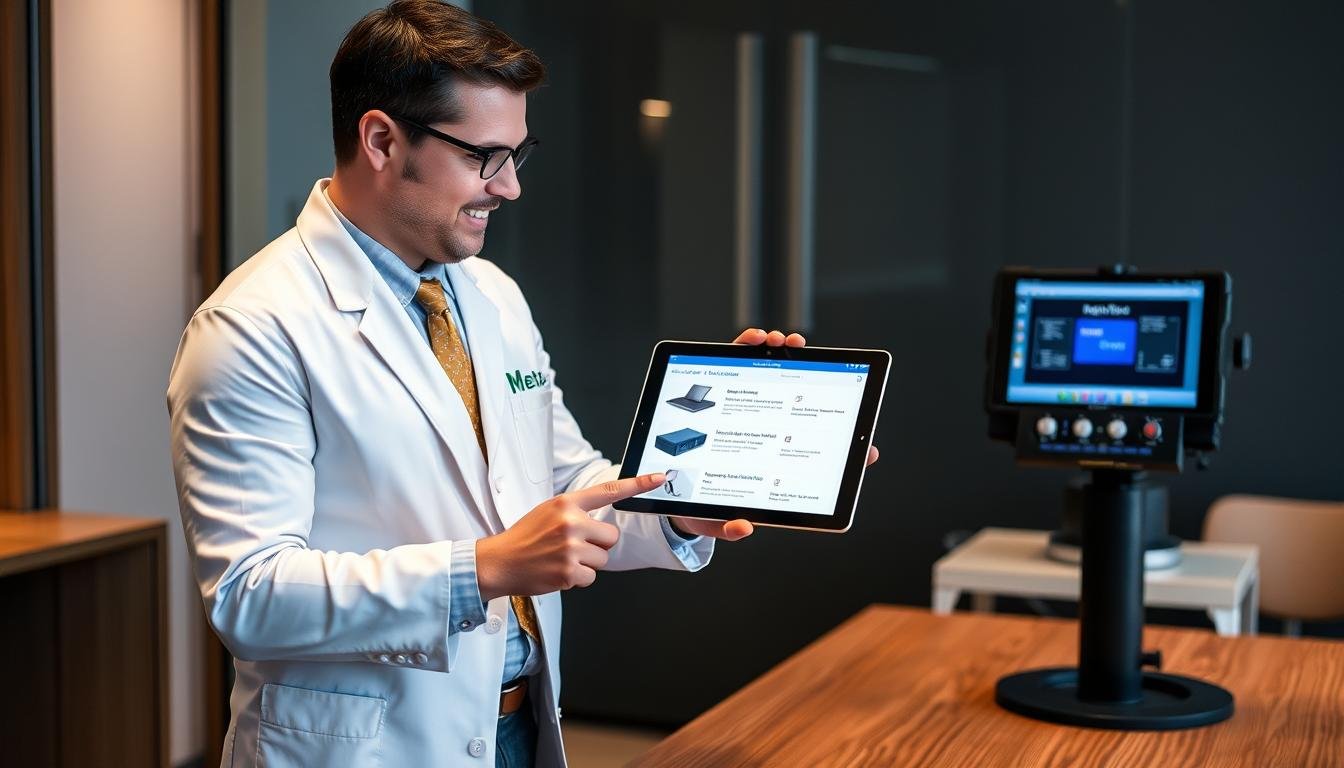 Specialist providing consultation about Metatron Hunter 4025 NLS features