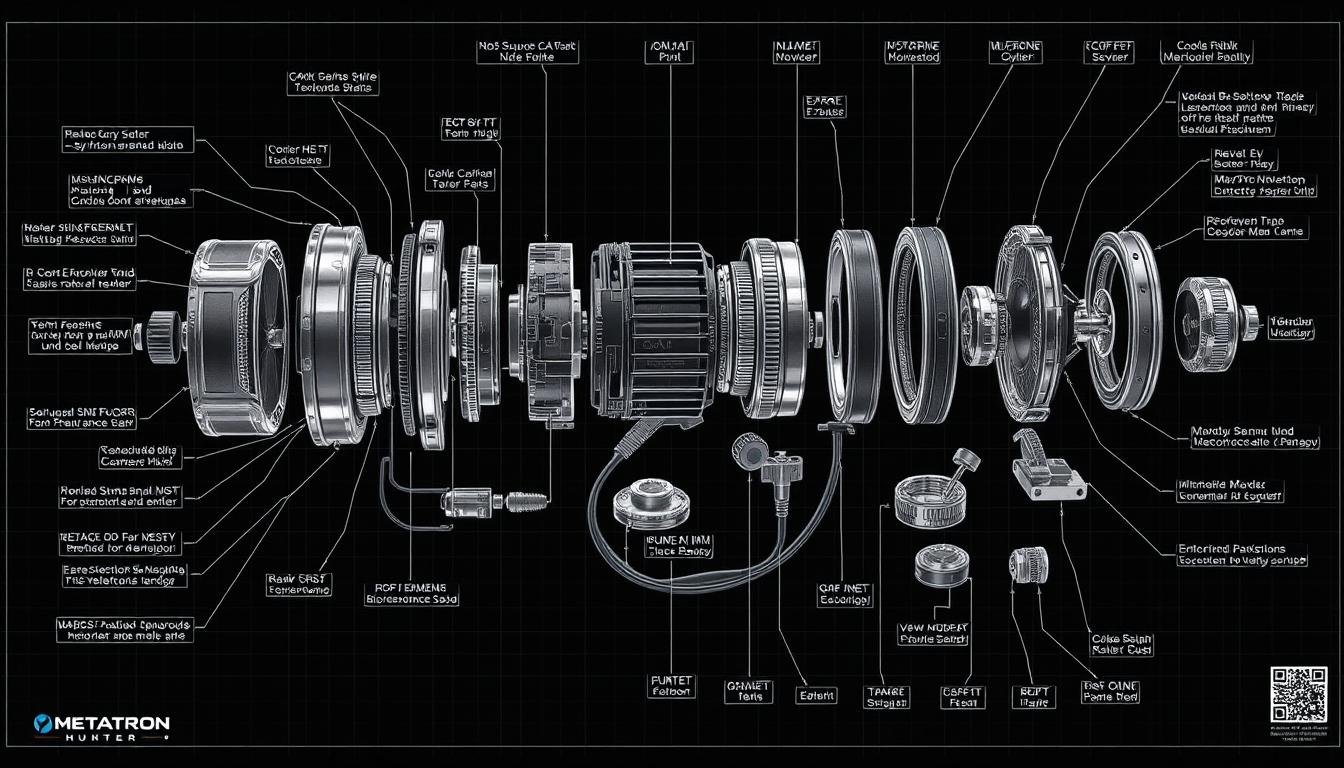 Technical components of the Metatron Hunter 4025 NLS system displayed in an exploded view