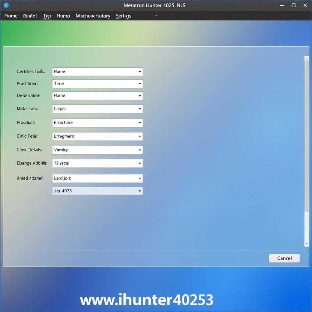 User profile creation in Metatron Hunter 4025 NLS software