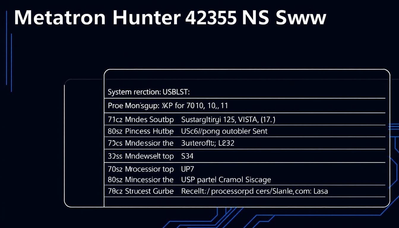 Metatron Hunter 4025 NLS Software system requirements diagram showing compatible Windows operating systems