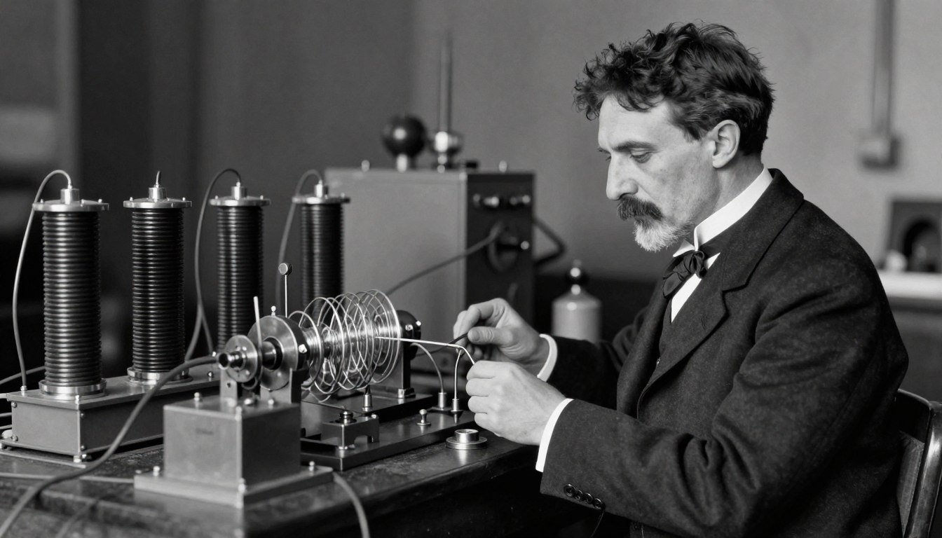 The History and Evolution of Non-Linear Diagnostic System 1 Nikola Tesla working with electrical equipment in his laboratory