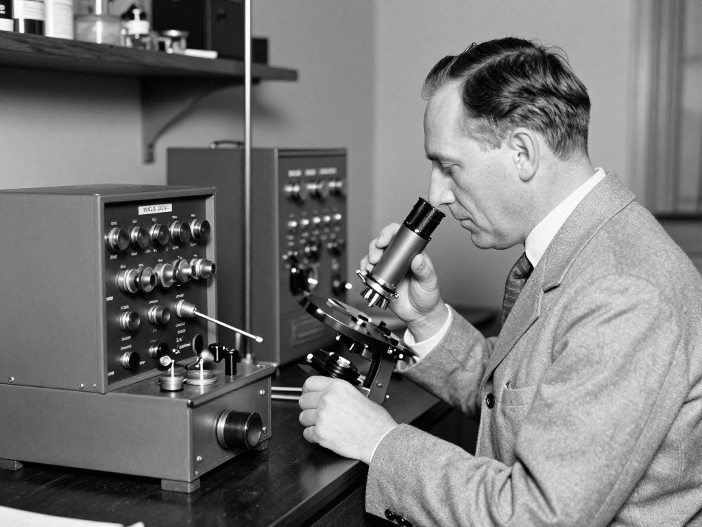 Royal Rife with his frequency instrument in laboratory setting Royal Rife with his frequency instrument in laboratory setting