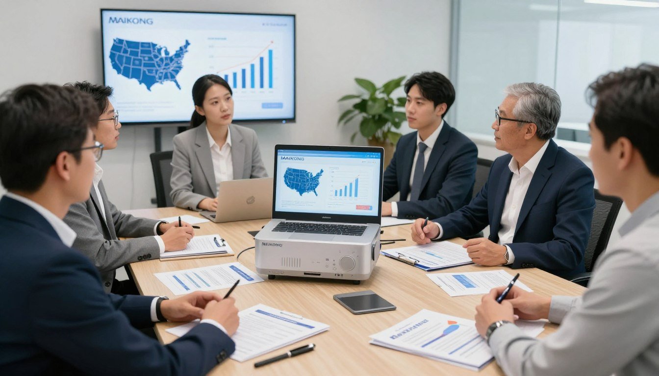 Business professionals discussing NLS Technology distribution opportunities