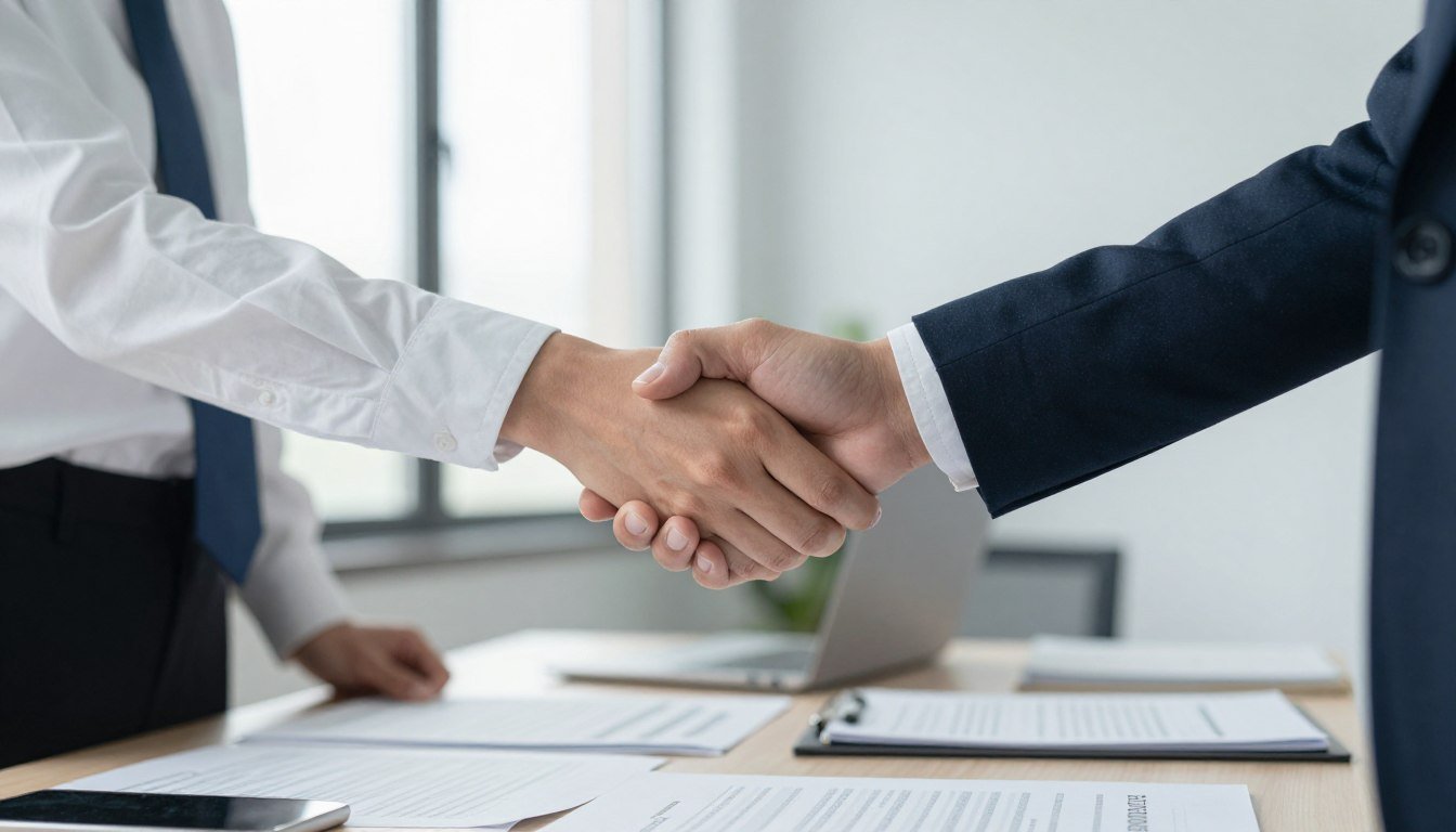 Business partnership handshake concept Business partnership handshake concept