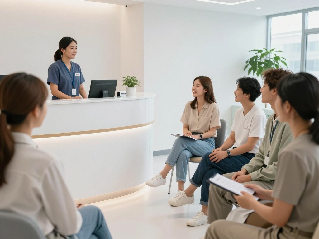 Busy medical practice waiting room showing efficient patient flow with Hunter 4025 implementation