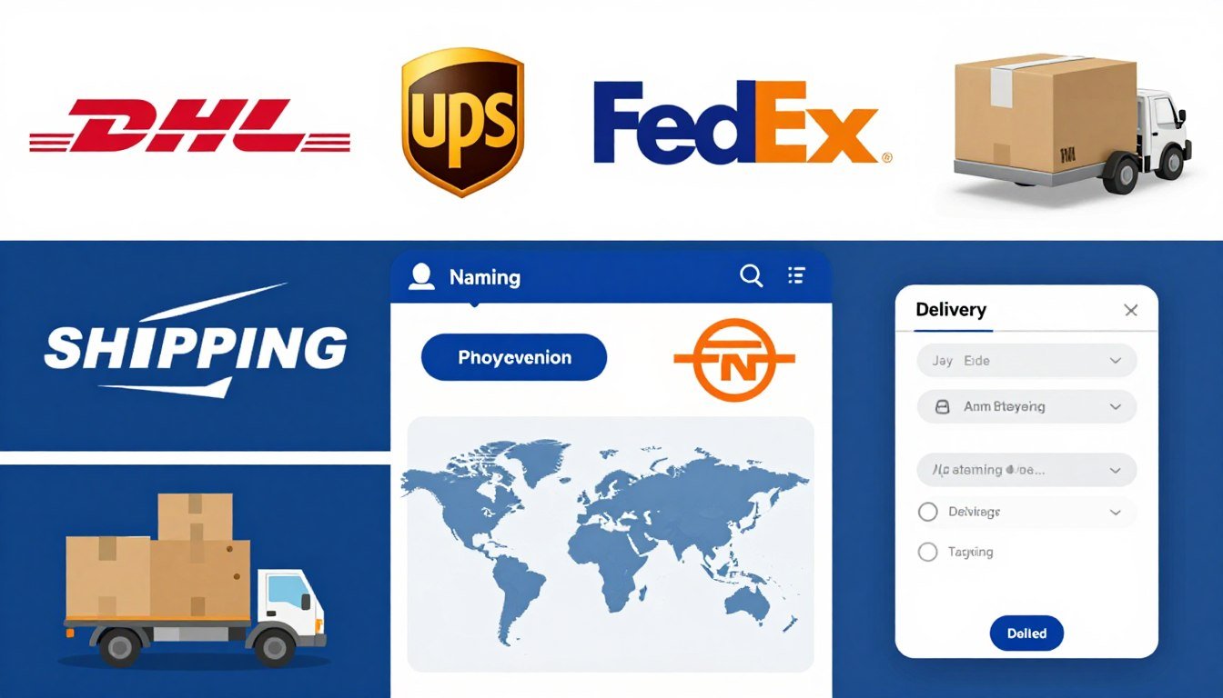 International shipping carriers logos and packages International shipping carriers logos and packages