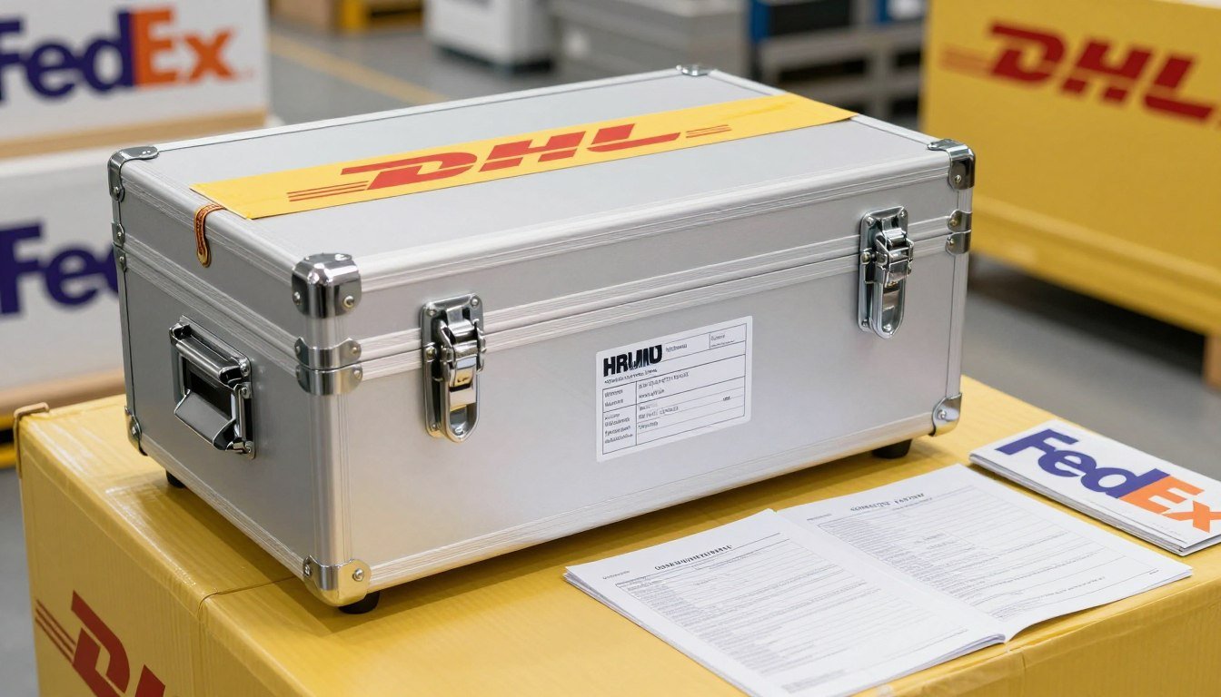 International shipping process showing Hunter 4025 package delivery from MAIKONG to USA