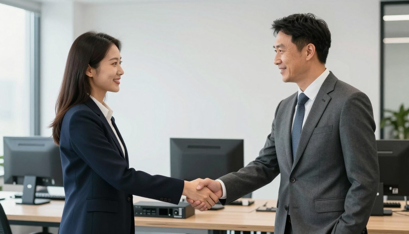 Business partnership handshake representing Hunter 4025 distributor opportunities Business partnership handshake representing Hunter 4025 distributor opportunities