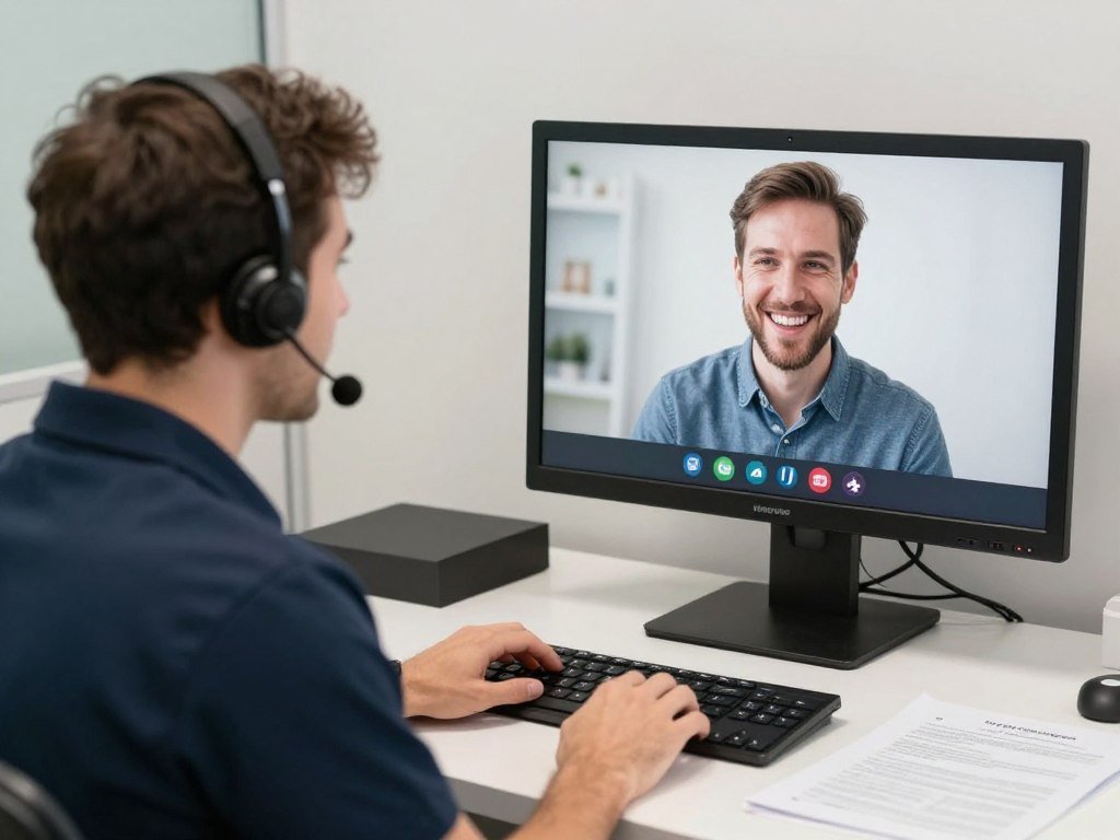 Customer support team assisting Hunter 4025 user via video call