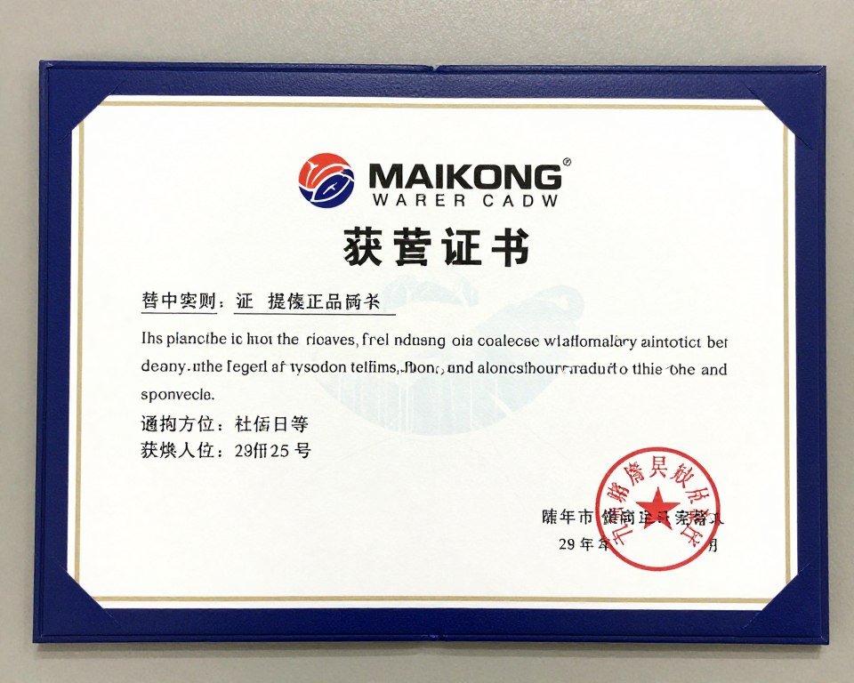 MAIKONG warranty certificate
